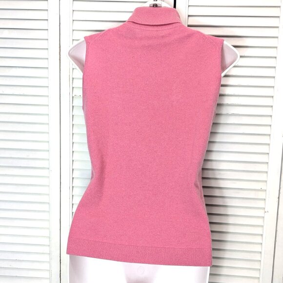 Cashmere Sleeveless Turtleneck Sweater Womans Small Light Salmon Pink Buchman - Picture 4 of 13